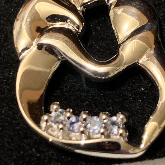 Mother & Child White Gold Plated & .14CTW Tanzanite Designer Necklace - Picture 5 of 6